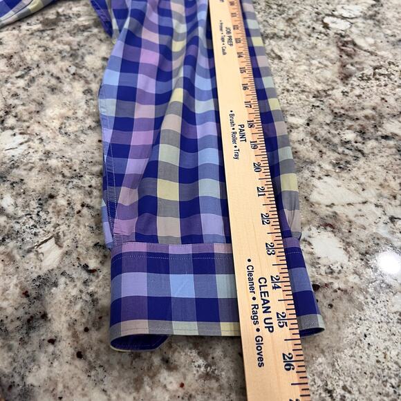 Robert Talbott Shirt - Mens Large - Blue Pink Plaid- Button Down-LS-100% Cotton - Picture 6 of 9